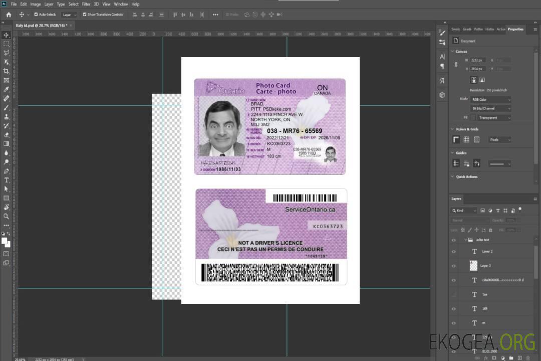 Carte photo Canada Ontario template